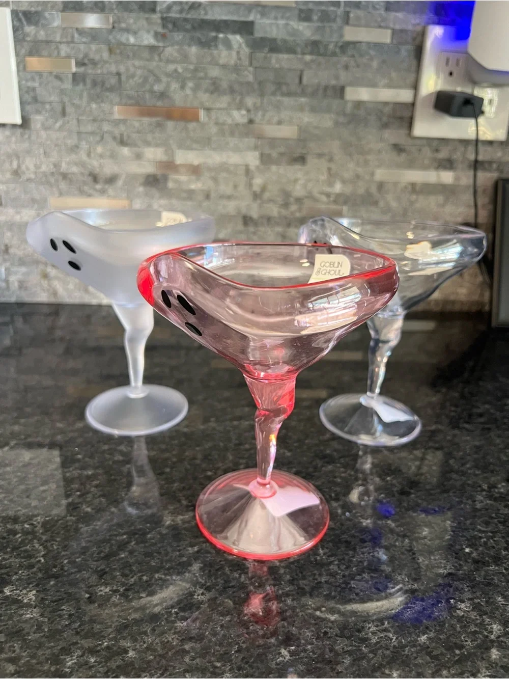 Goblin & Ghoul GHOST Shaped Acrylic MARTINI GLASSES-Set of 3